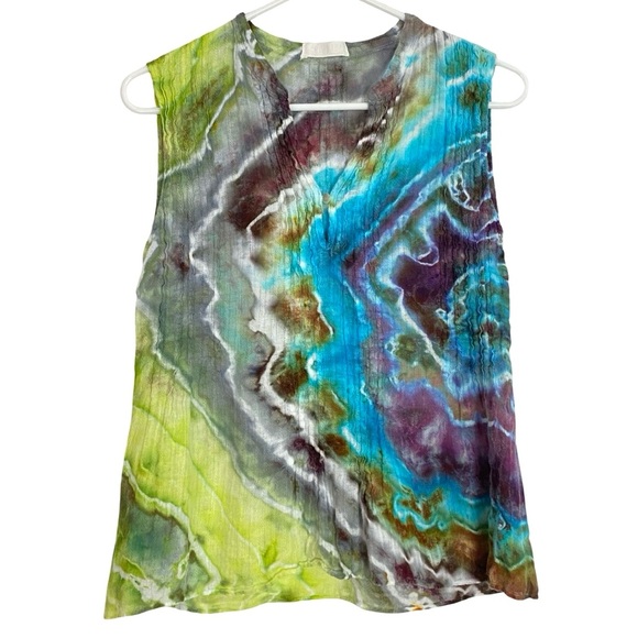CP Shades Tops - CP Shades Tie Dye Tank Top Womens Size XS Geode Hand Dyed Shirt Gray Turquoise